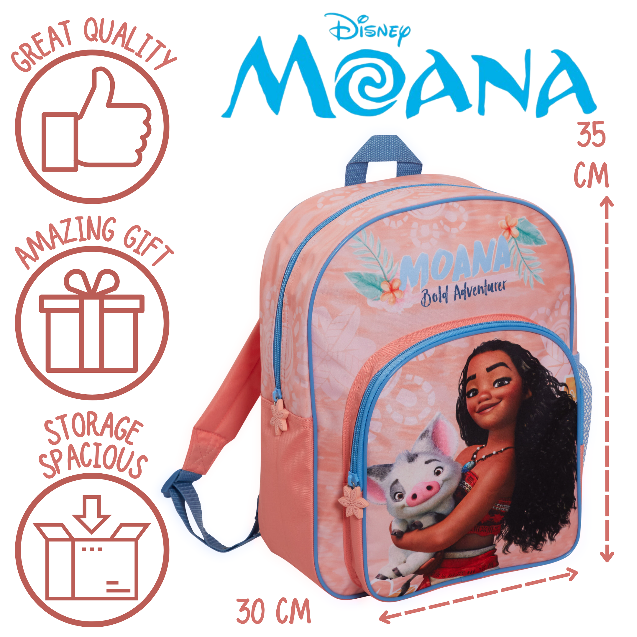 Disney Moana Bag Girls Backpack for Kids School Bag Travel Sports Bag Rucksack