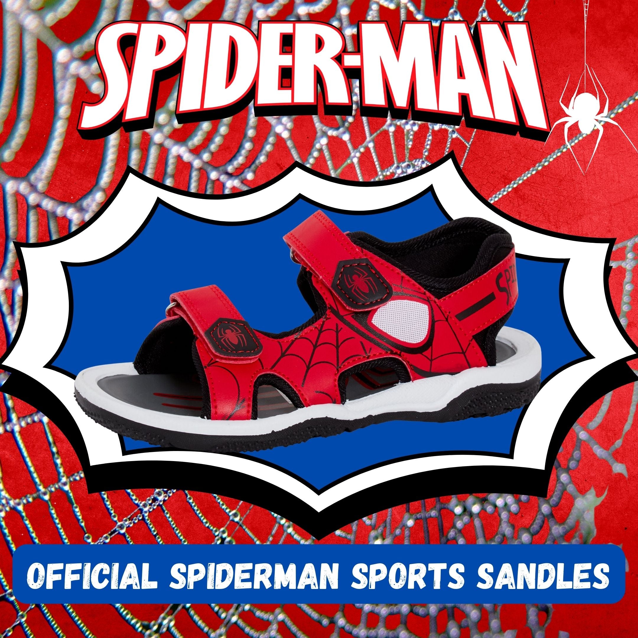 Spiderman Sports Sandals Kids Marvel Open Toe Easy Fasten Sliders Summer Shoes
