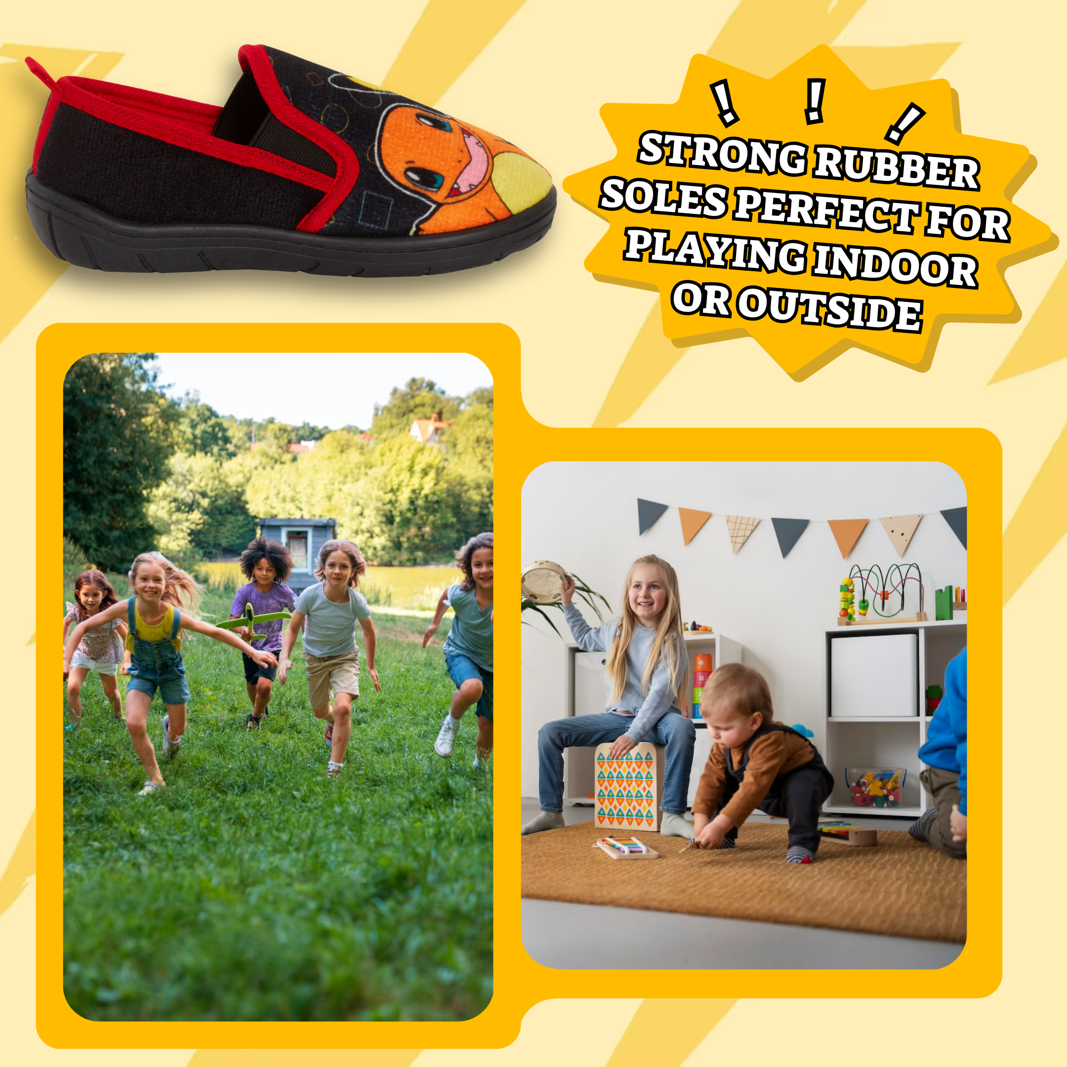 Pokemon Slippers For Kids Boys Girls Pikachu Black Mules Slip On House Shoes