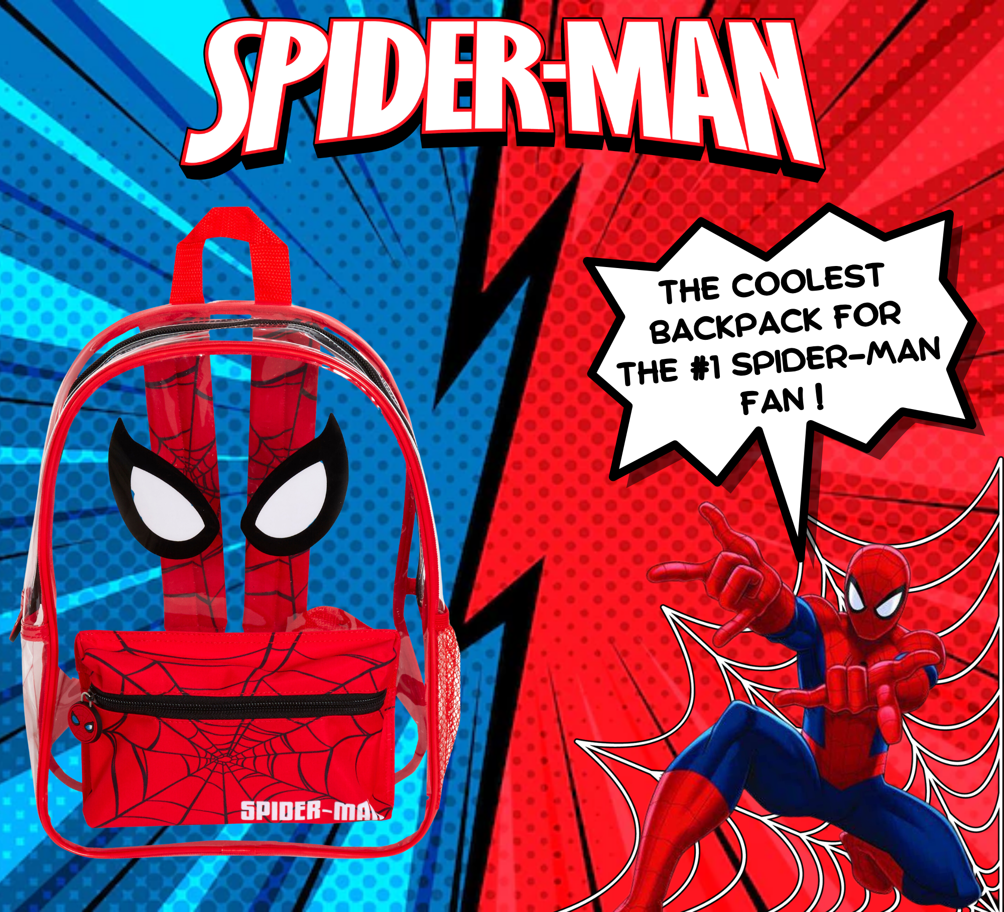 Spiderman Transparent Backpack Boys Swimming Bag Kids School Wipeable Clear Bag