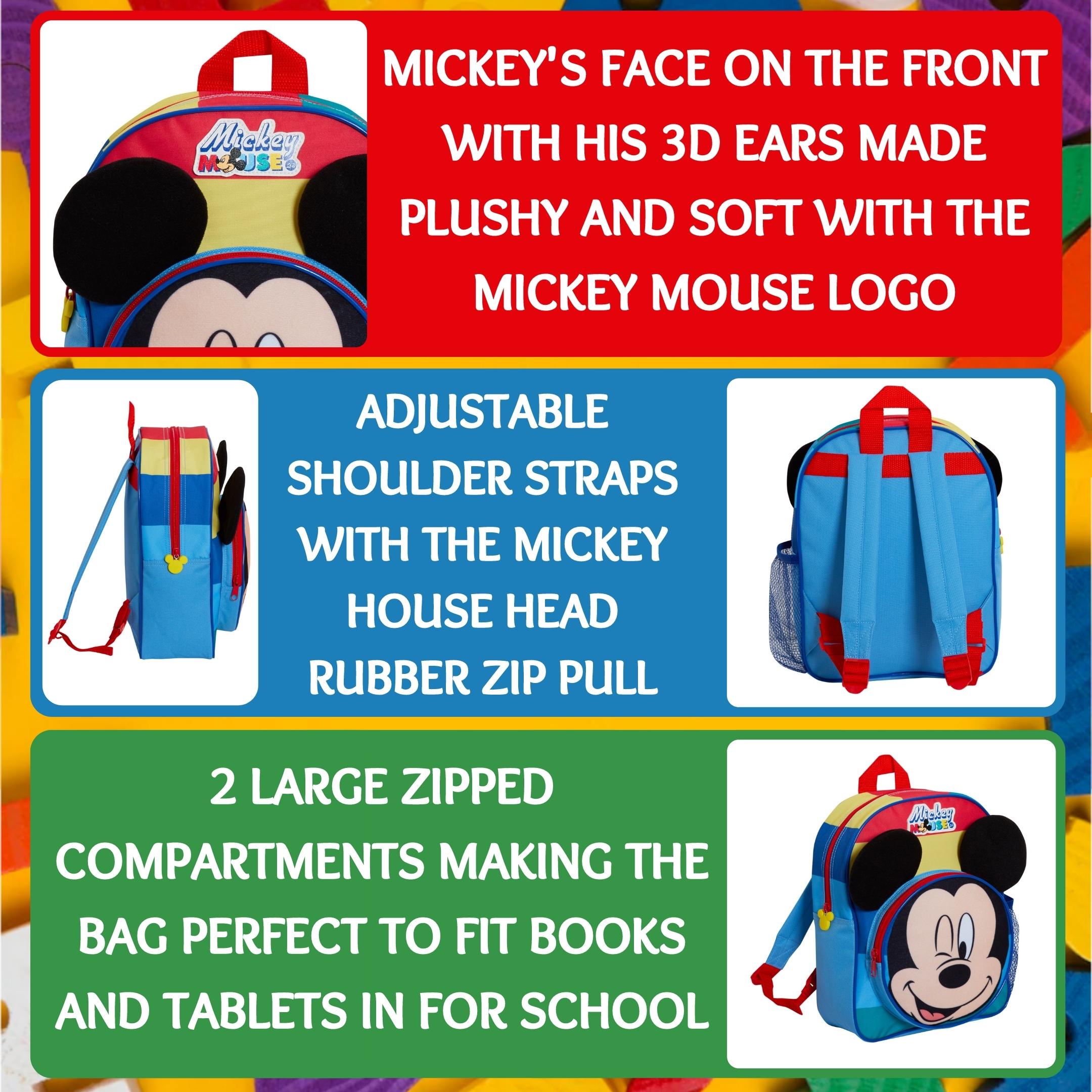 Mickey Mouse Backpack Boys 3D Disney Bag For Kids Travel Nursery School Rucksack