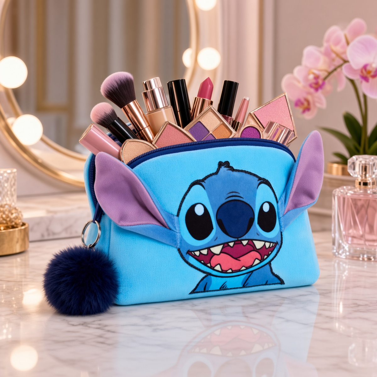 Lilo And Stitch Make Up Bag for Women Disney Cosmetic Toiletries Bag Pencil Case