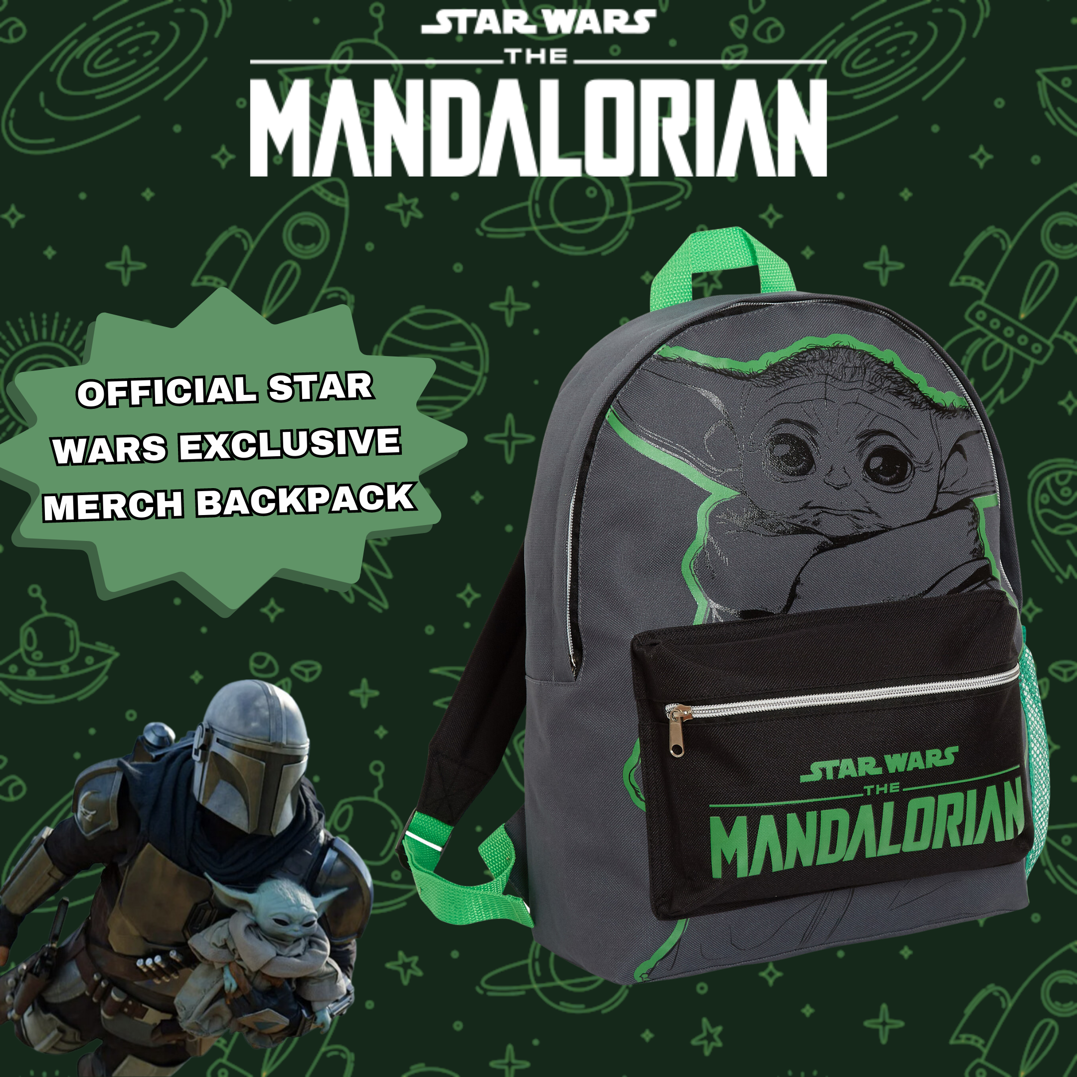 The Mandalorian Backpack Grogu Baby Yoda The Child School Bag Travel Sports Bag
