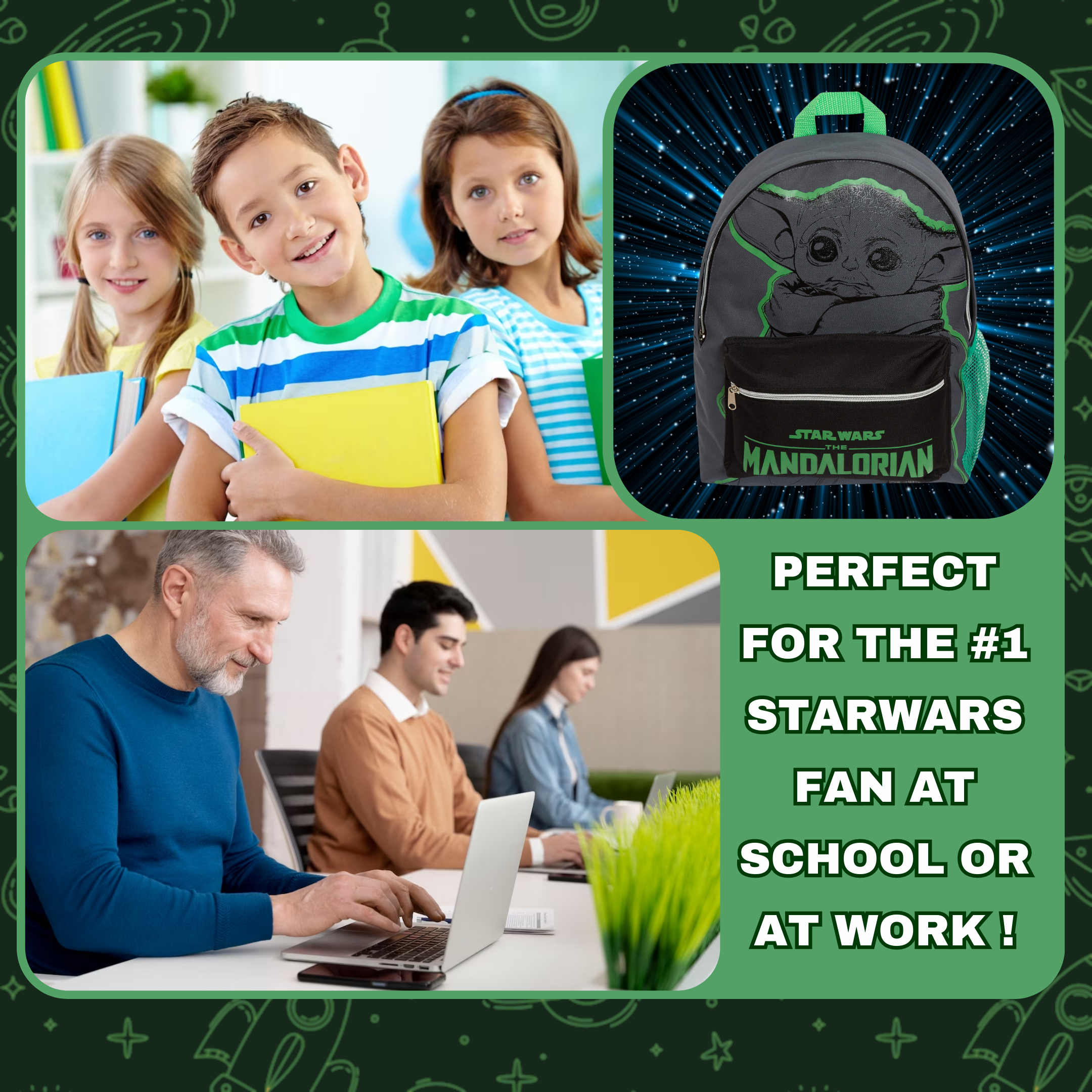 The Mandalorian Backpack Grogu Baby Yoda The Child School Bag Travel Sports Bag