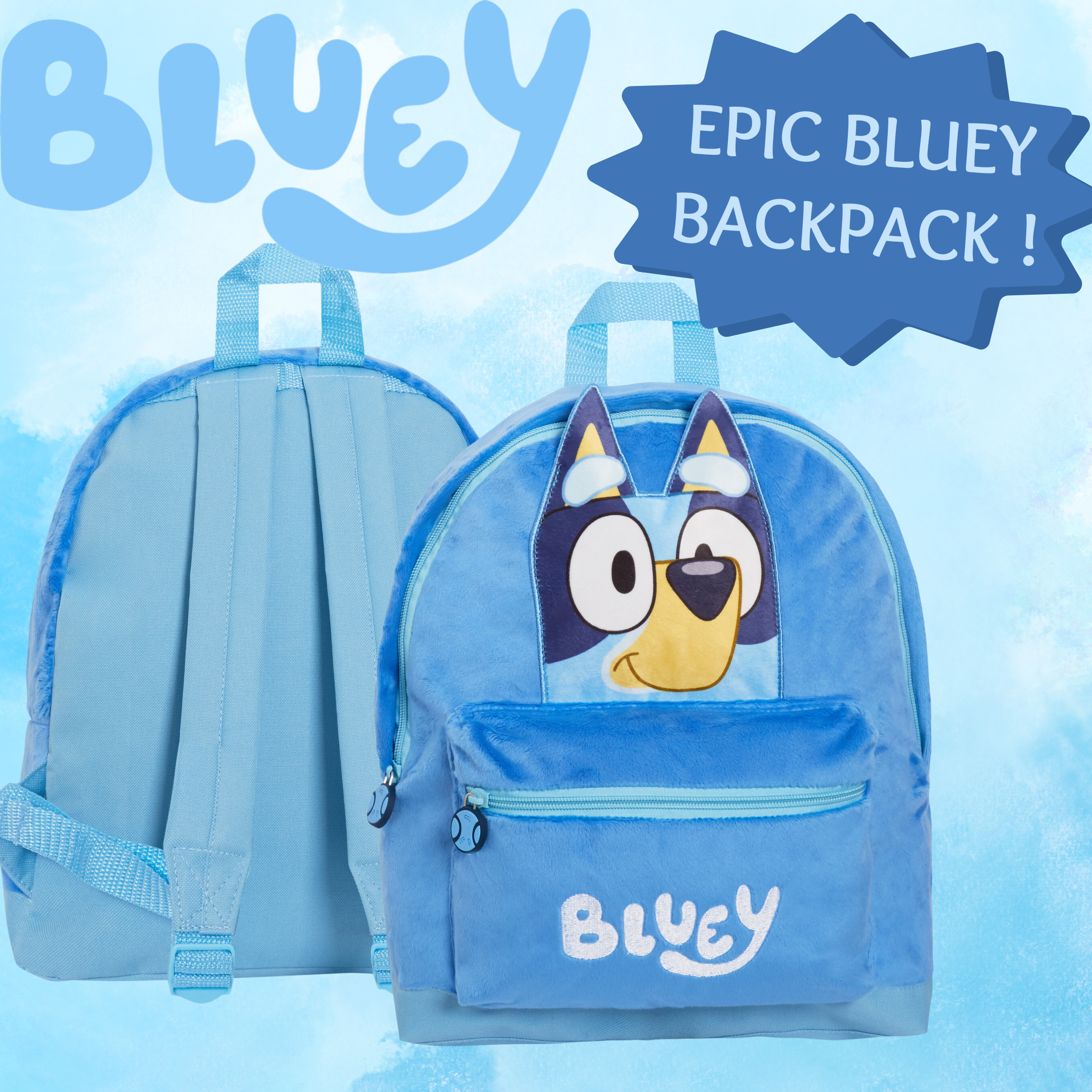 Bluey Backpack Kids School Bag Boys Girls 3D Plush Travel Cushion Lunch Book Bag