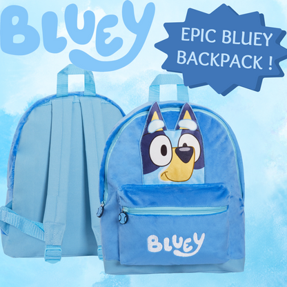 Bluey Backpack Kids School Bag Boys Girls 3D Plush Travel Cushion Lunch Book Bag