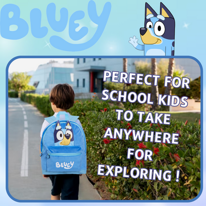 Bluey Backpack Kids School Bag Boys Girls 3D Plush Travel Cushion Lunch Book Bag