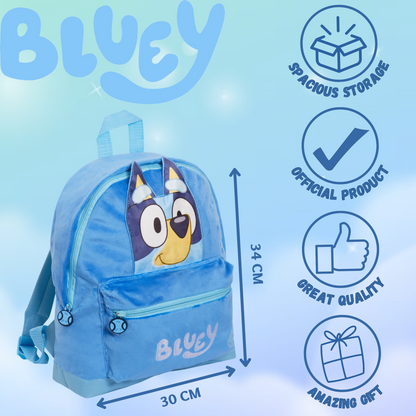 Bluey Backpack Kids School Bag Boys Girls 3D Plush Travel Cushion Lunch Book Bag