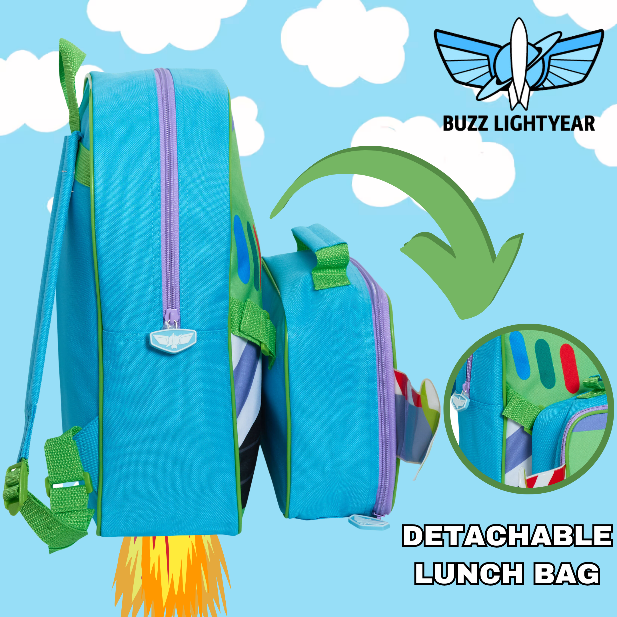 Buzz Lightyear Backpack With Lunch Bag Toy Story Ranger Matching School Bag Set
