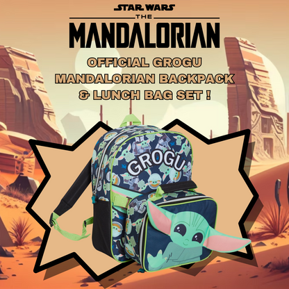 Mandalorian Backpack With Lunch Bag Boys Grogu Baby Yoda Matching School Bag Set