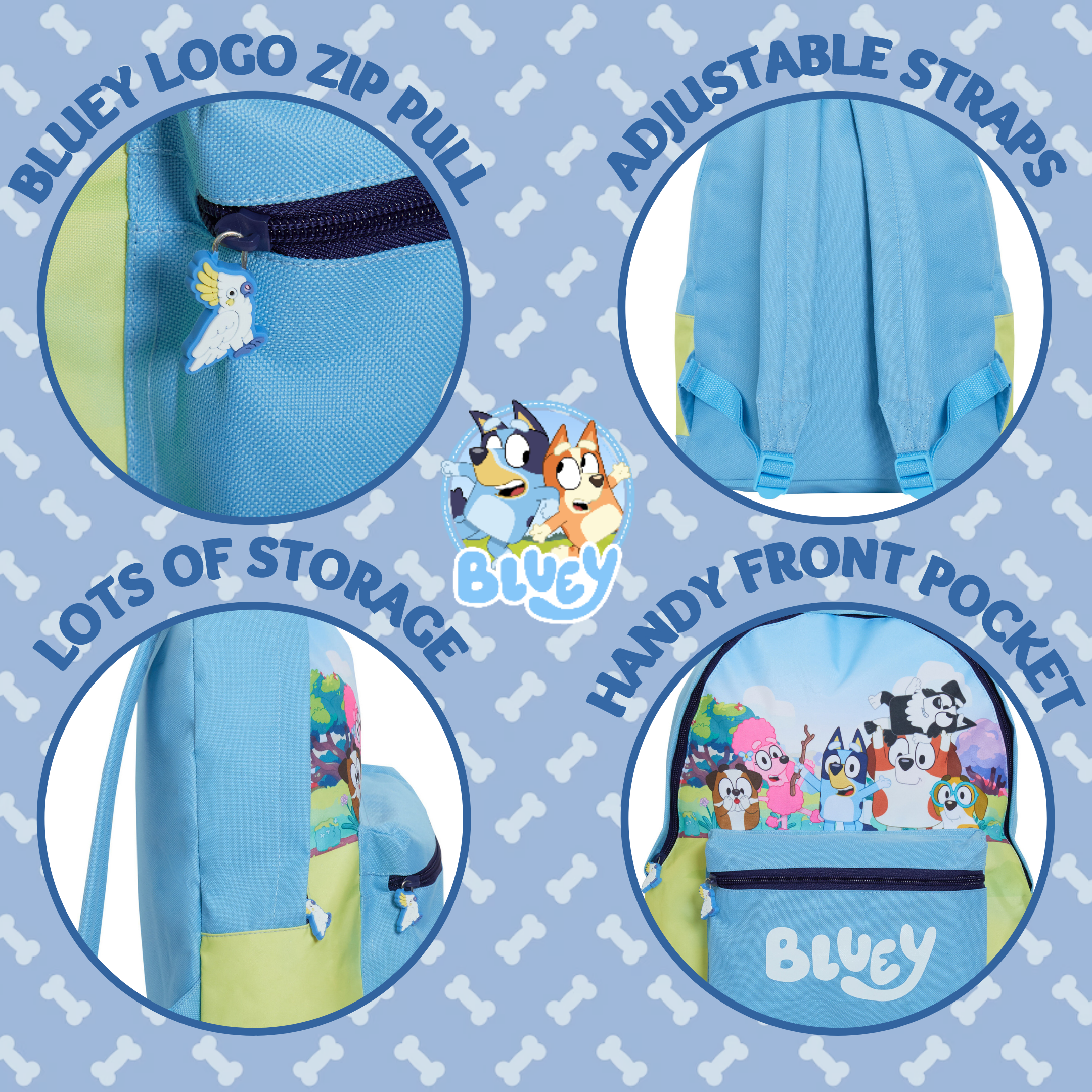 Bluey Backpack For Kids Boys Girls Nursery School Lunch Bag Puppy Dog Backpack