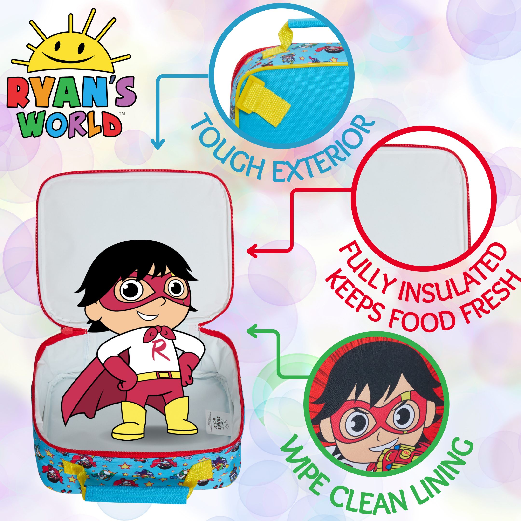 Ryans World Backpack With Lunch Bag Kids Boys School Matching Detachable Bag Set