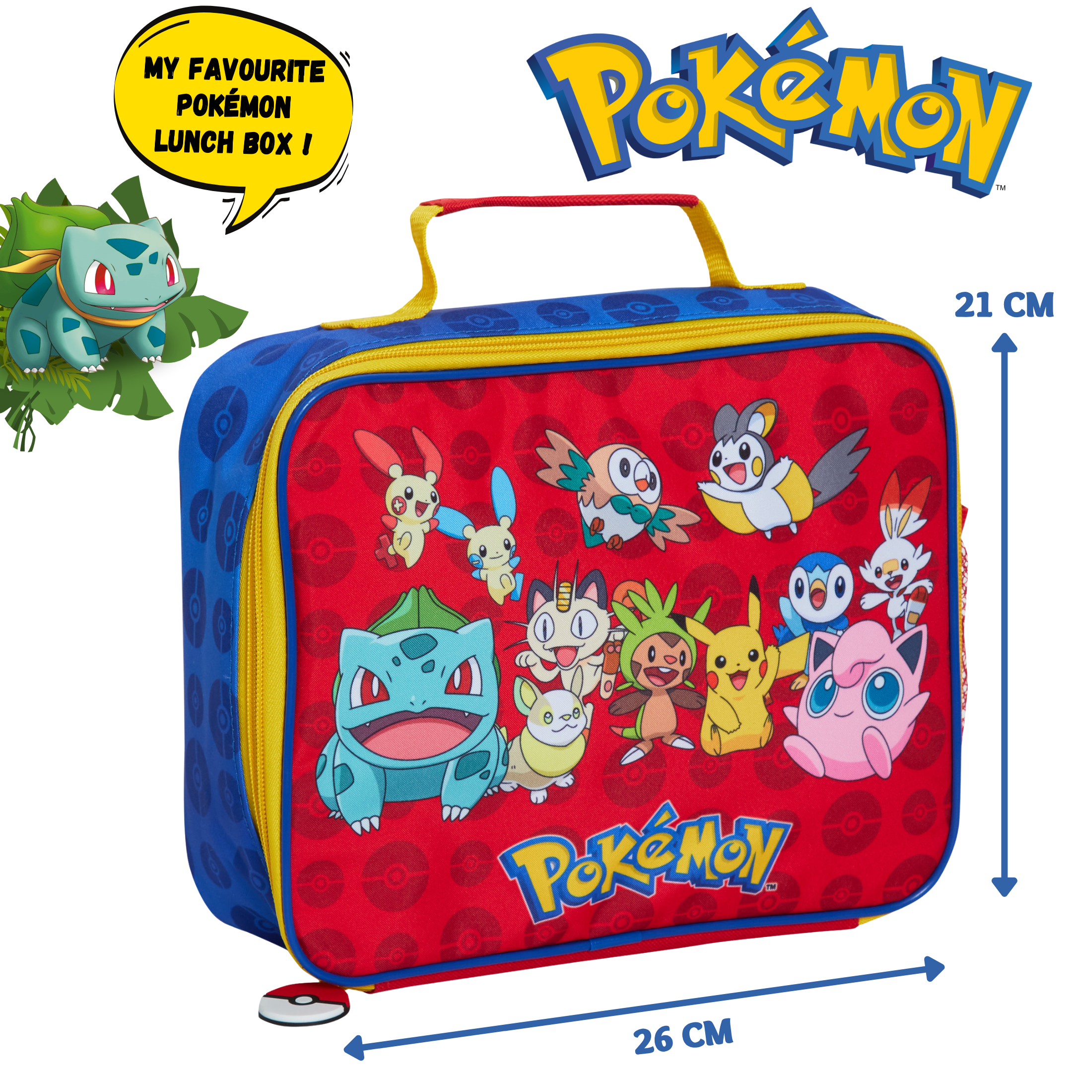 Pokemon Lunch Bag With Side Bottle Holder Kids Pikachu School Insulated Luchbox