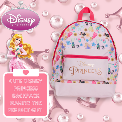 Disney Princess Backpack Girls School Bag Large Pink Rose Gold Travel Lunch Bag