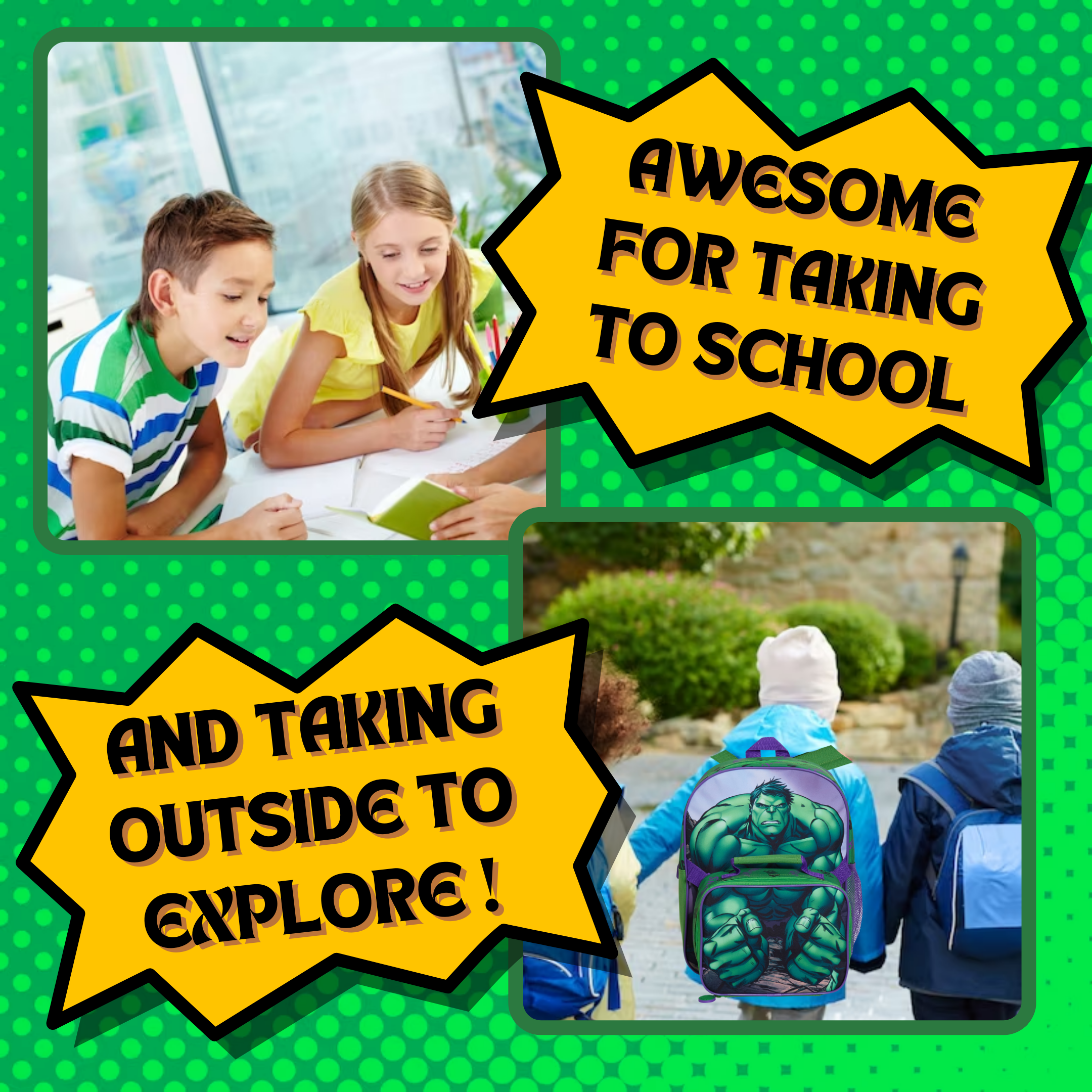 The Hulk Backpack With Lunch Bag For Kids Marvel Matching 2 Piece School Bag Set