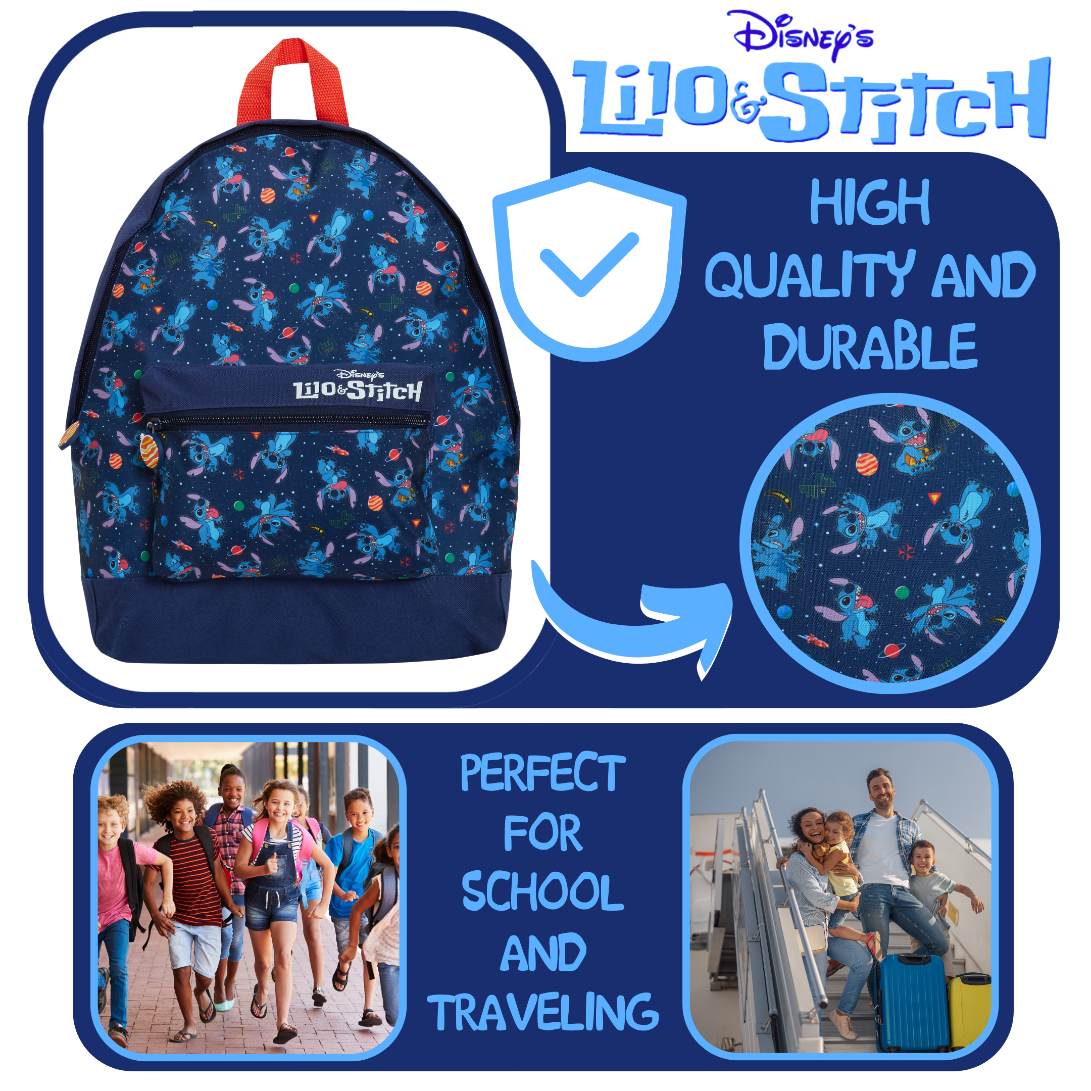 Lilo And Stitch Backpack For Adults Girls Boys Disney School Travel Work Bag