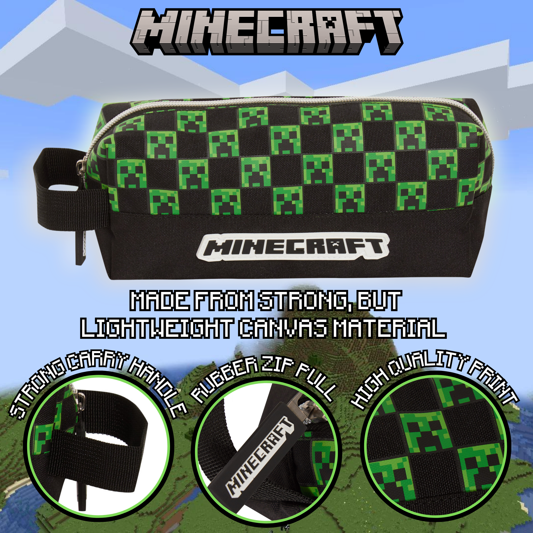 Minecraft Pencil Case Kids Creeper Gaming Accessory Minecraft Toiletries Bag
