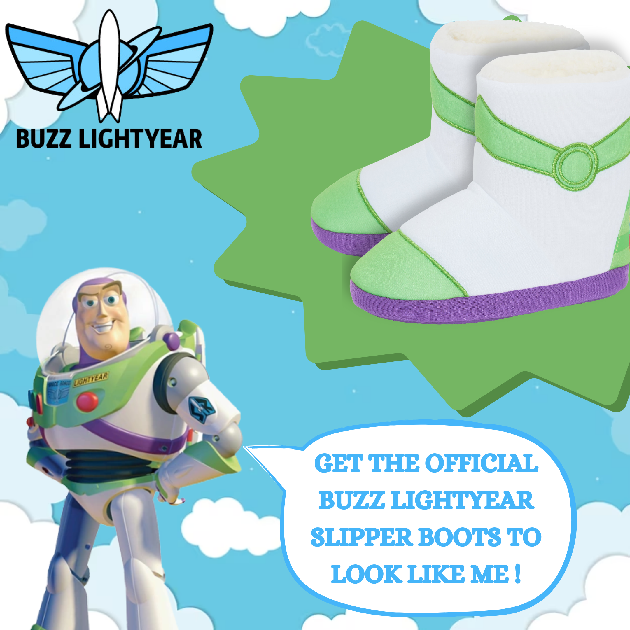 Buzz Lightyear Slipper Boots Disney Toy Story Boys Slippers Dress Up Booties