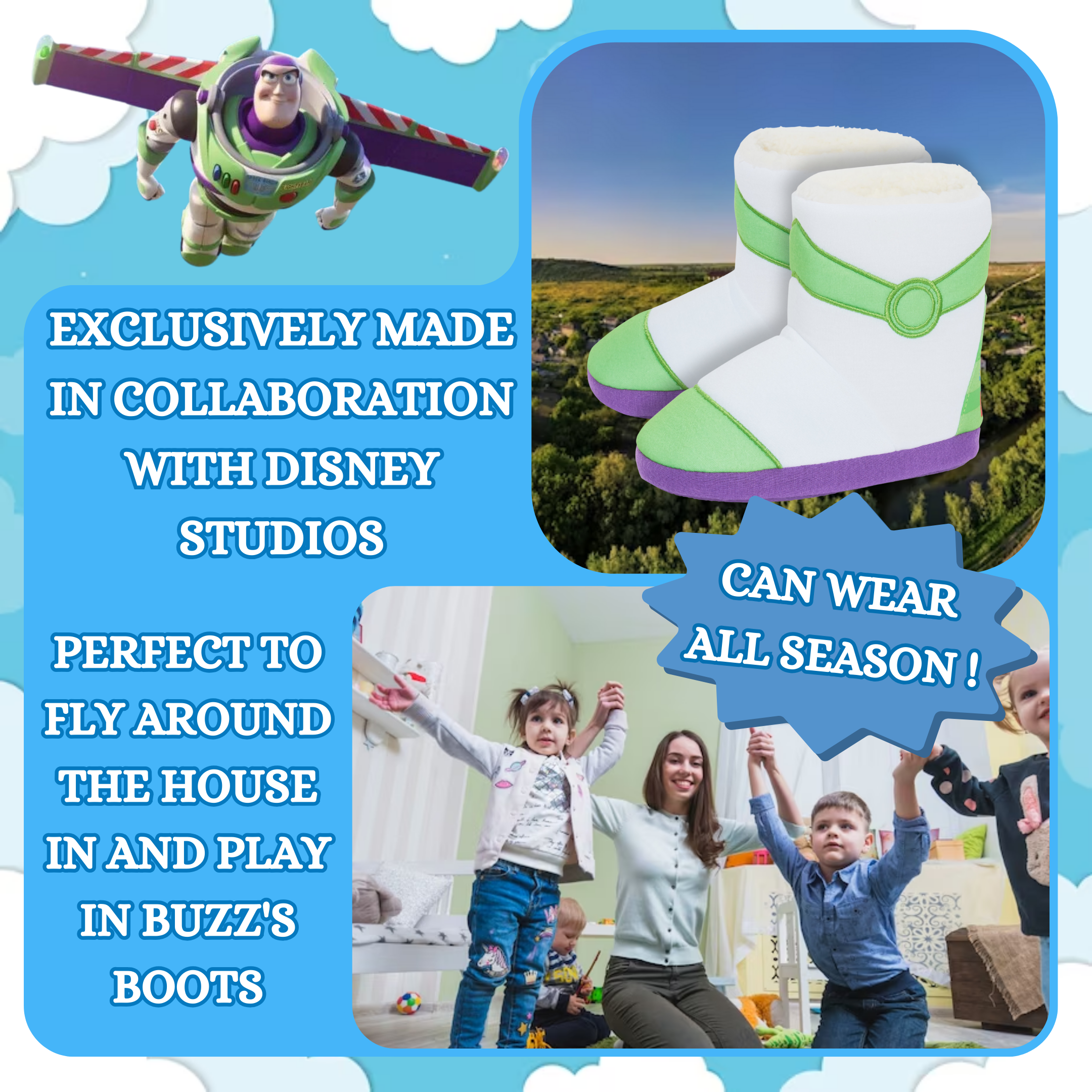 Buzz Lightyear Slipper Boots Disney Toy Story Boys Slippers Dress Up Booties