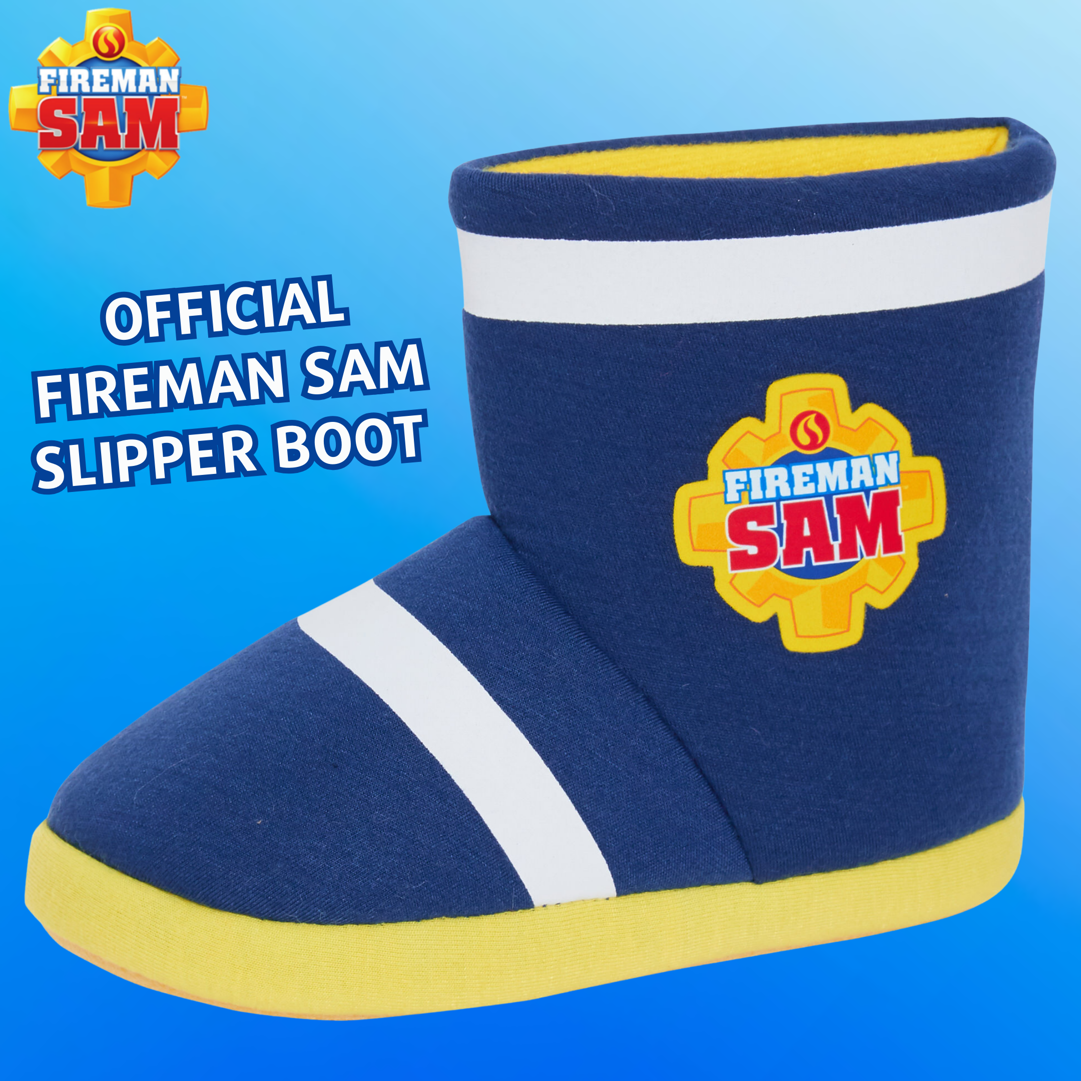 Fireman Sam Slipper Boots Boys Dress Up Slippers Booties Fleece House Shoes