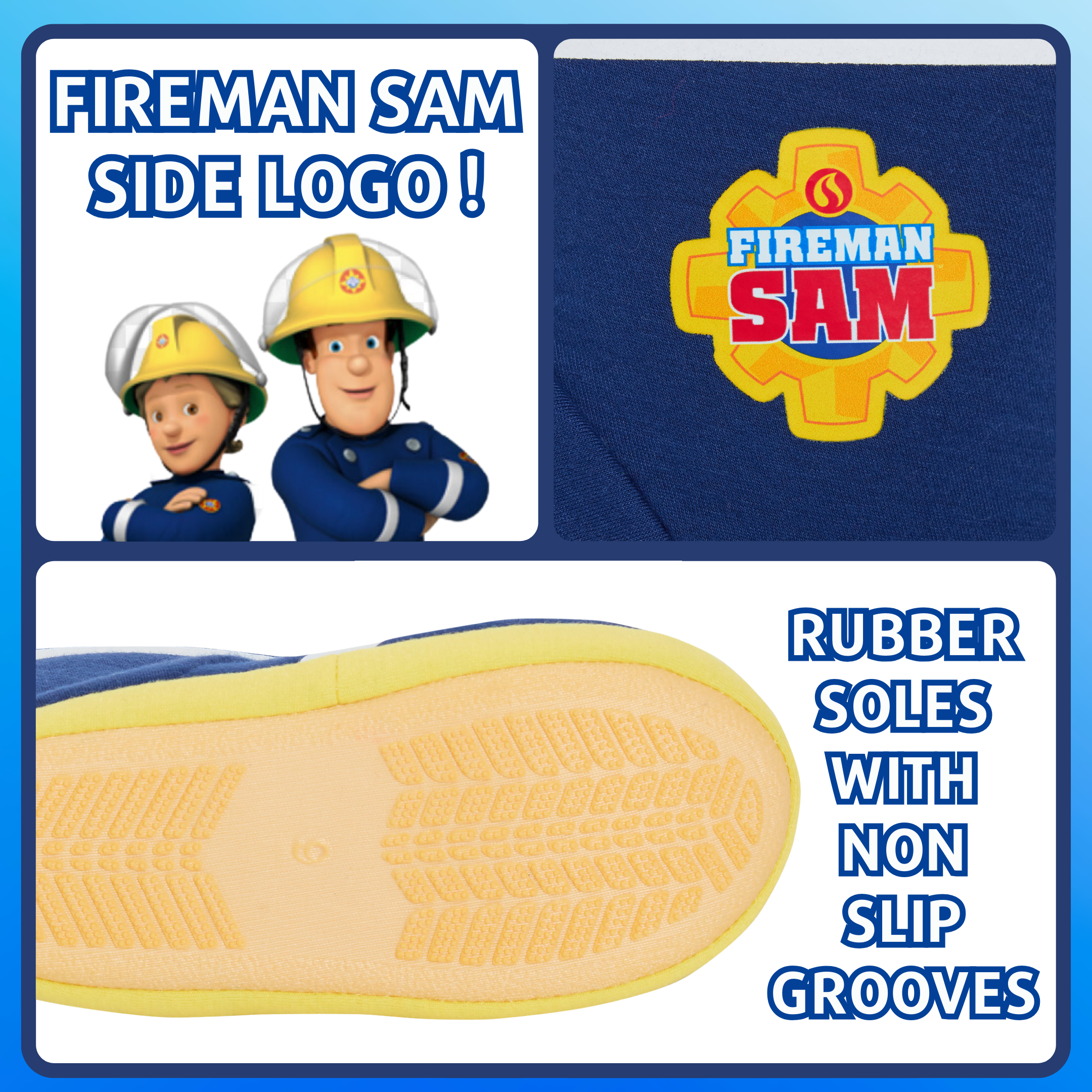 Fireman Sam Slipper Boots Boys Dress Up Slippers Booties Fleece House Shoes
