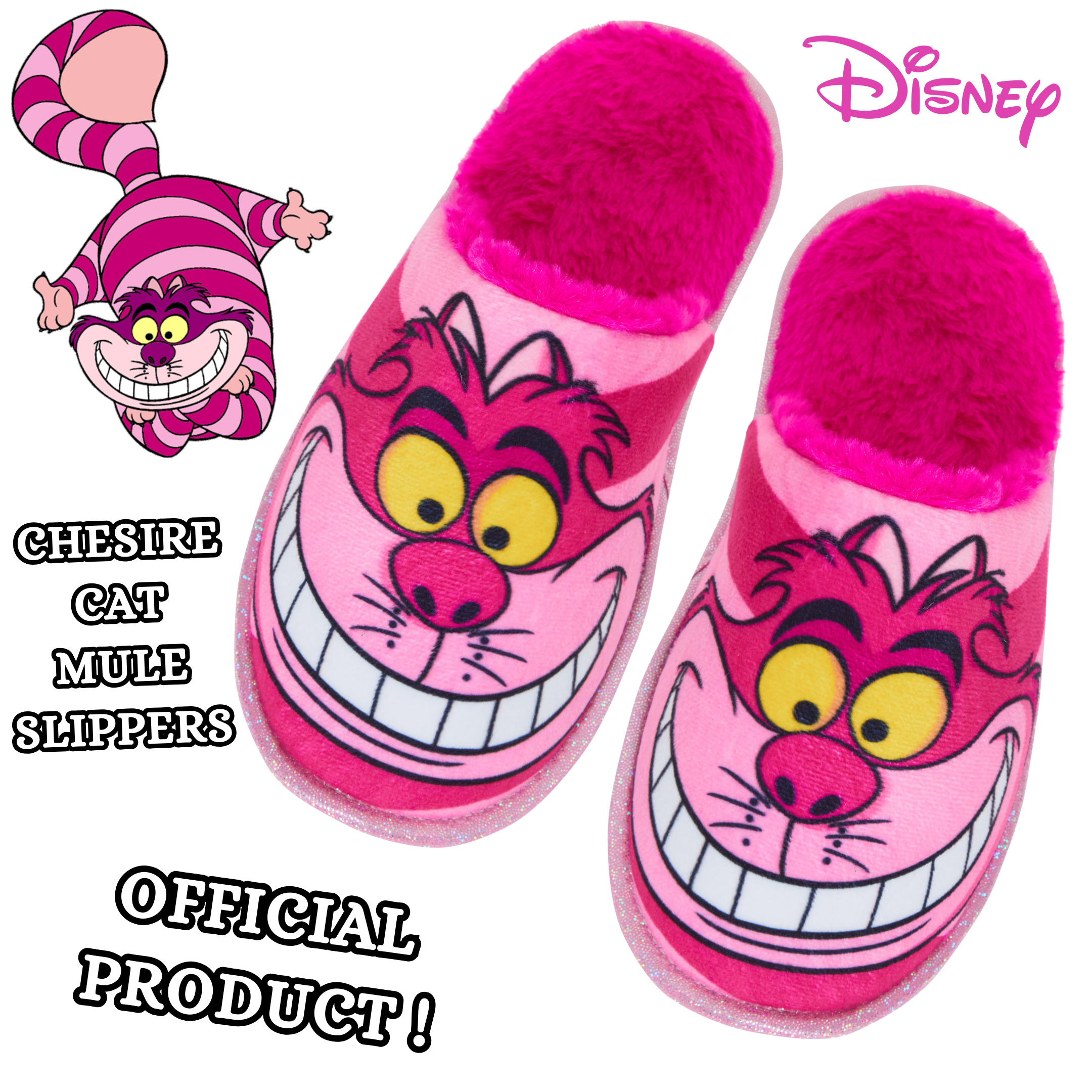 Disney Cheshire Cat Slippers For Women Teens Girls Slip On Mules House Shoes