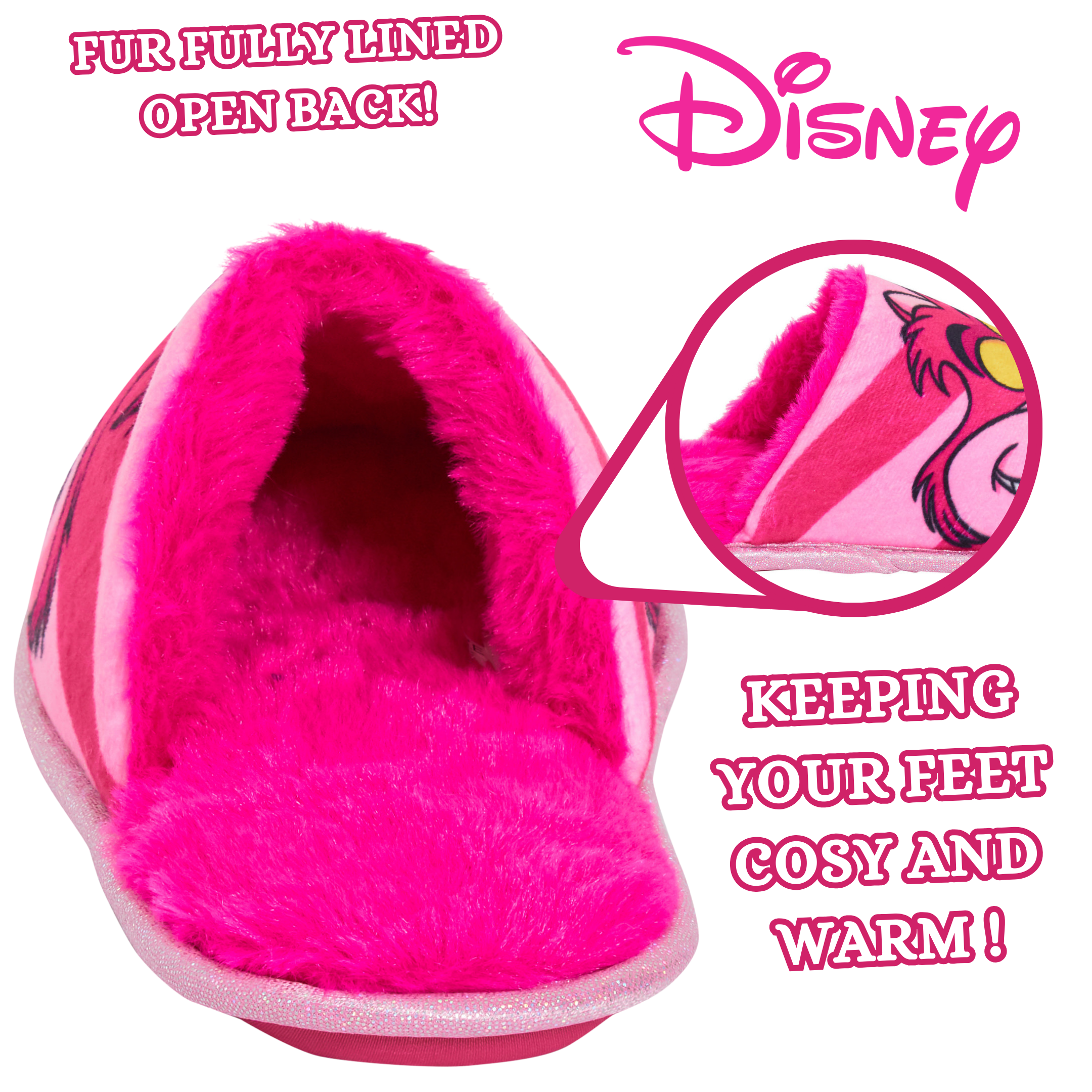Disney Cheshire Cat Slippers For Women Teens Girls Slip On Mules House Shoes