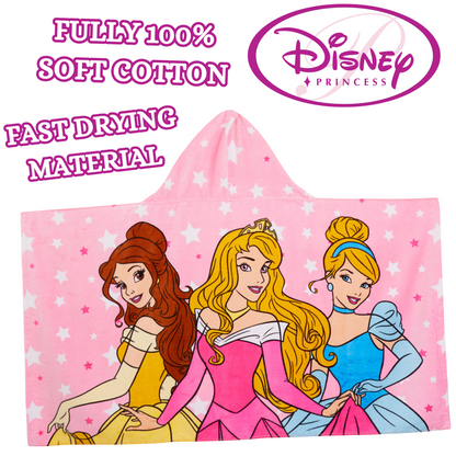 Disney Princess Hooded Towel Girls Poncho Beachtowel Bath Towel Swimming Wrap
