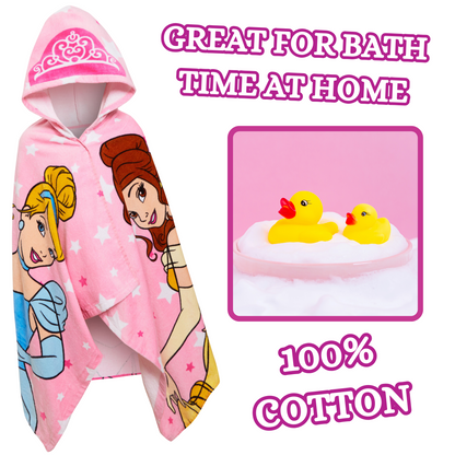 Disney Princess Hooded Towel Girls Poncho Beachtowel Bath Towel Swimming Wrap