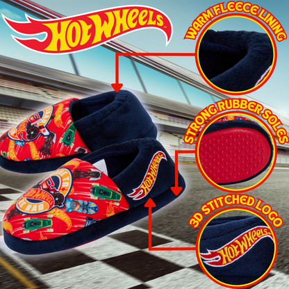 Boys Hot Wheels Slippers for Kids Toy Racing Cars House Shoes Slip On Mules Gift