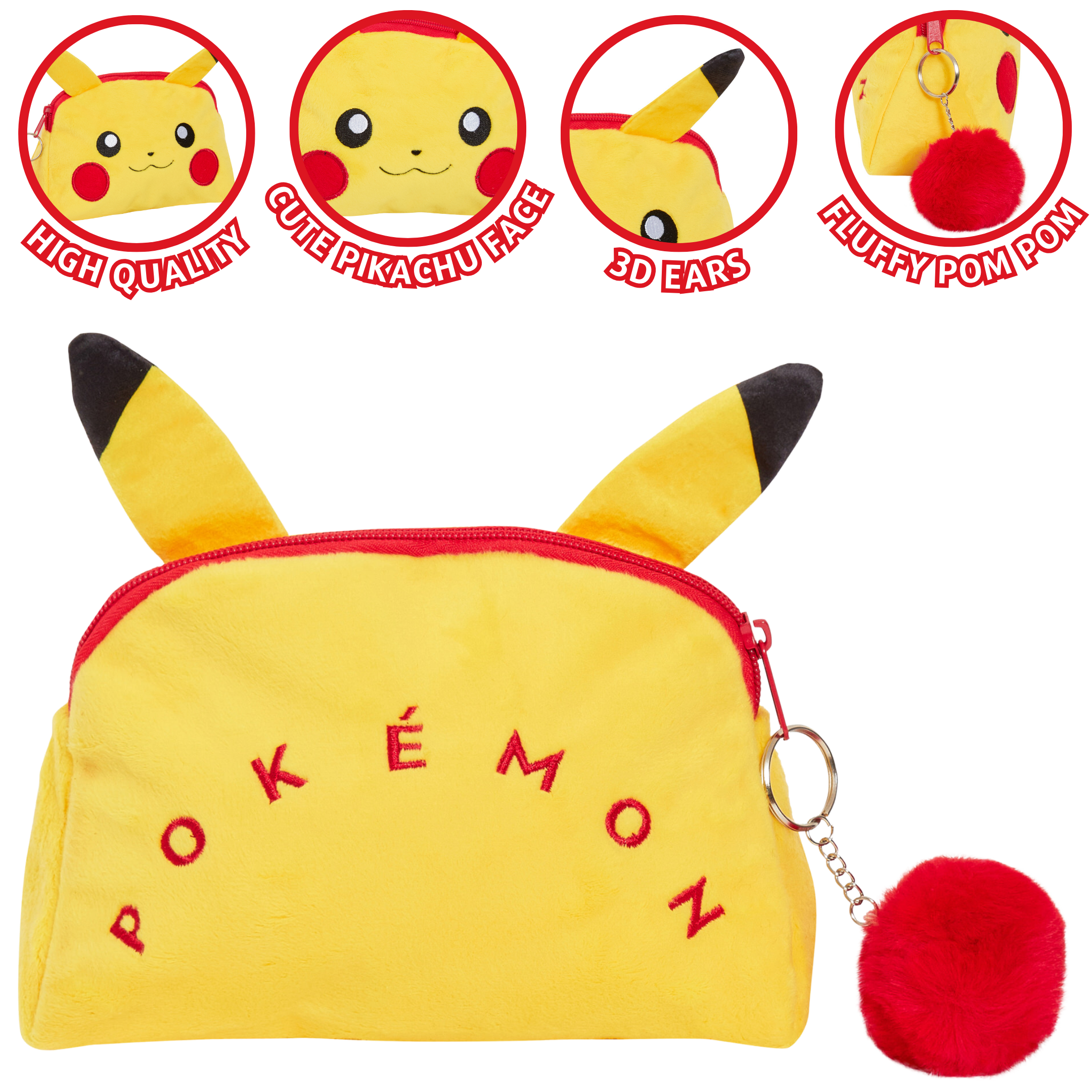 Pokemon Toiletry Bag Pikachu Plush Cosmetic Bag Pikachu Pencil Case Make Up Bag