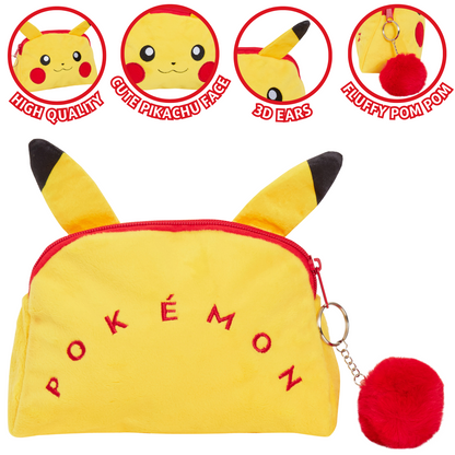 Pokemon Toiletry Bag Pikachu Plush Cosmetic Bag Pikachu Pencil Case Make Up Bag