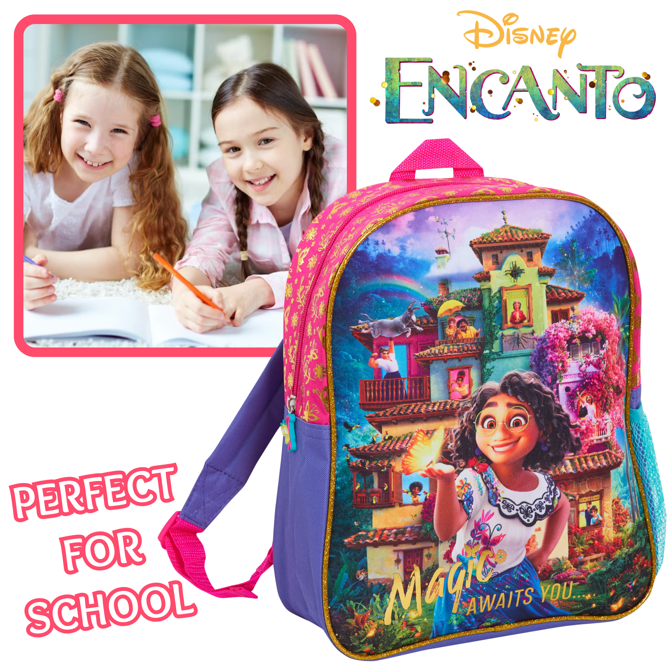 Disney Encanto Backpack for Girls Mirabel School Nursery Rucksack Lunch Bag