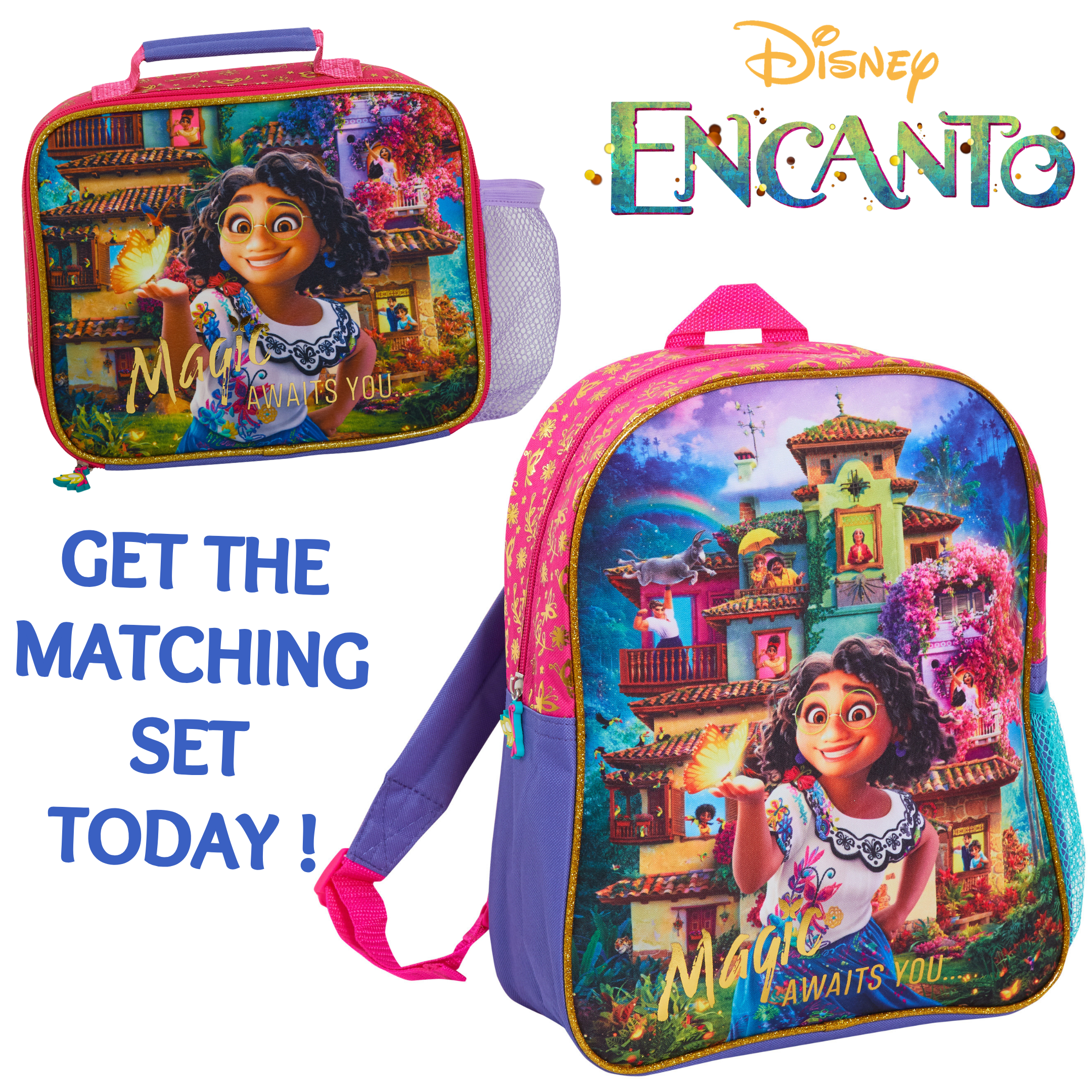 Disney Encanto Backpack for Girls Mirabel School Nursery Rucksack Lunch Bag