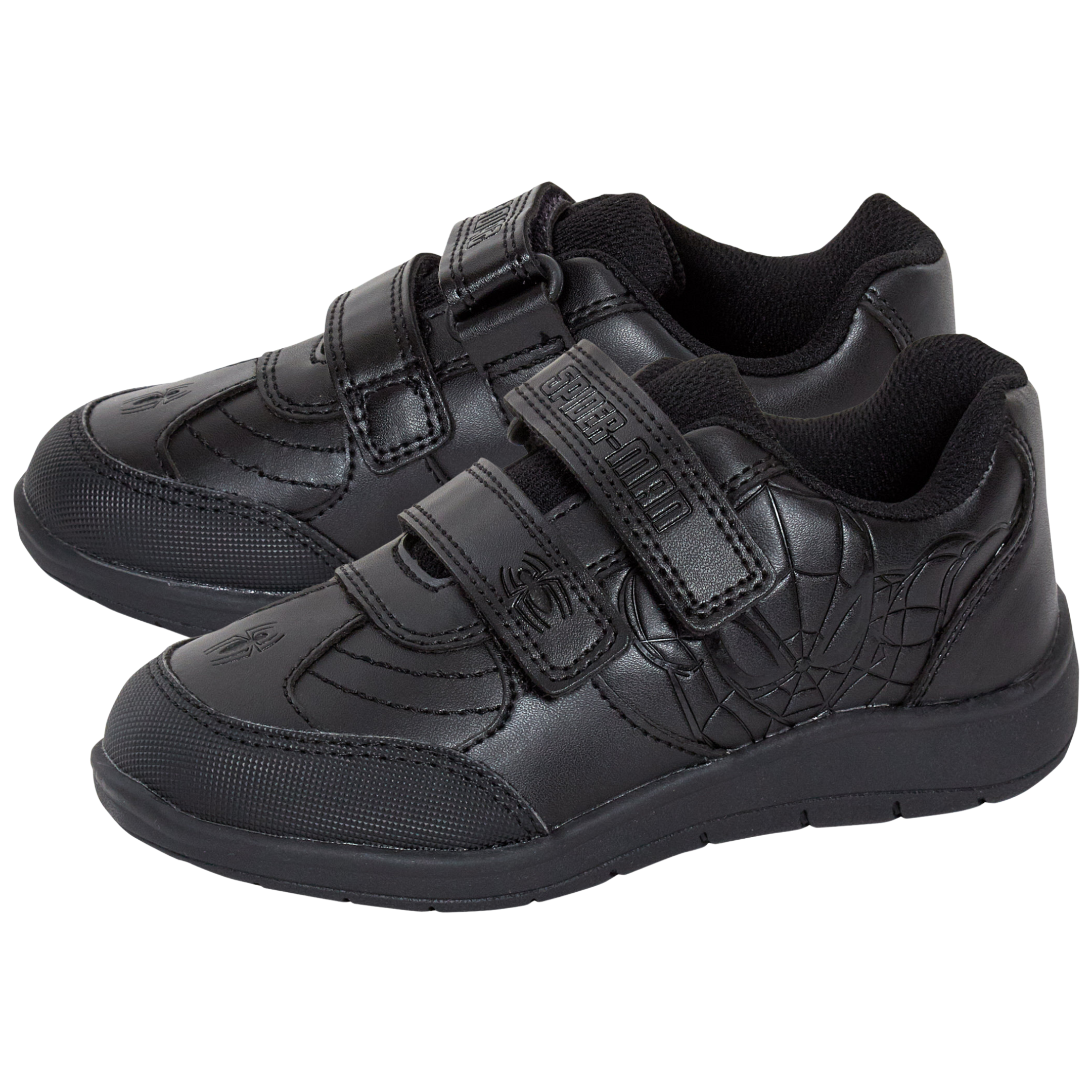 Spiderman Boys School Shoes For Kids Black Trainers Shoes Easy Touch Fastening