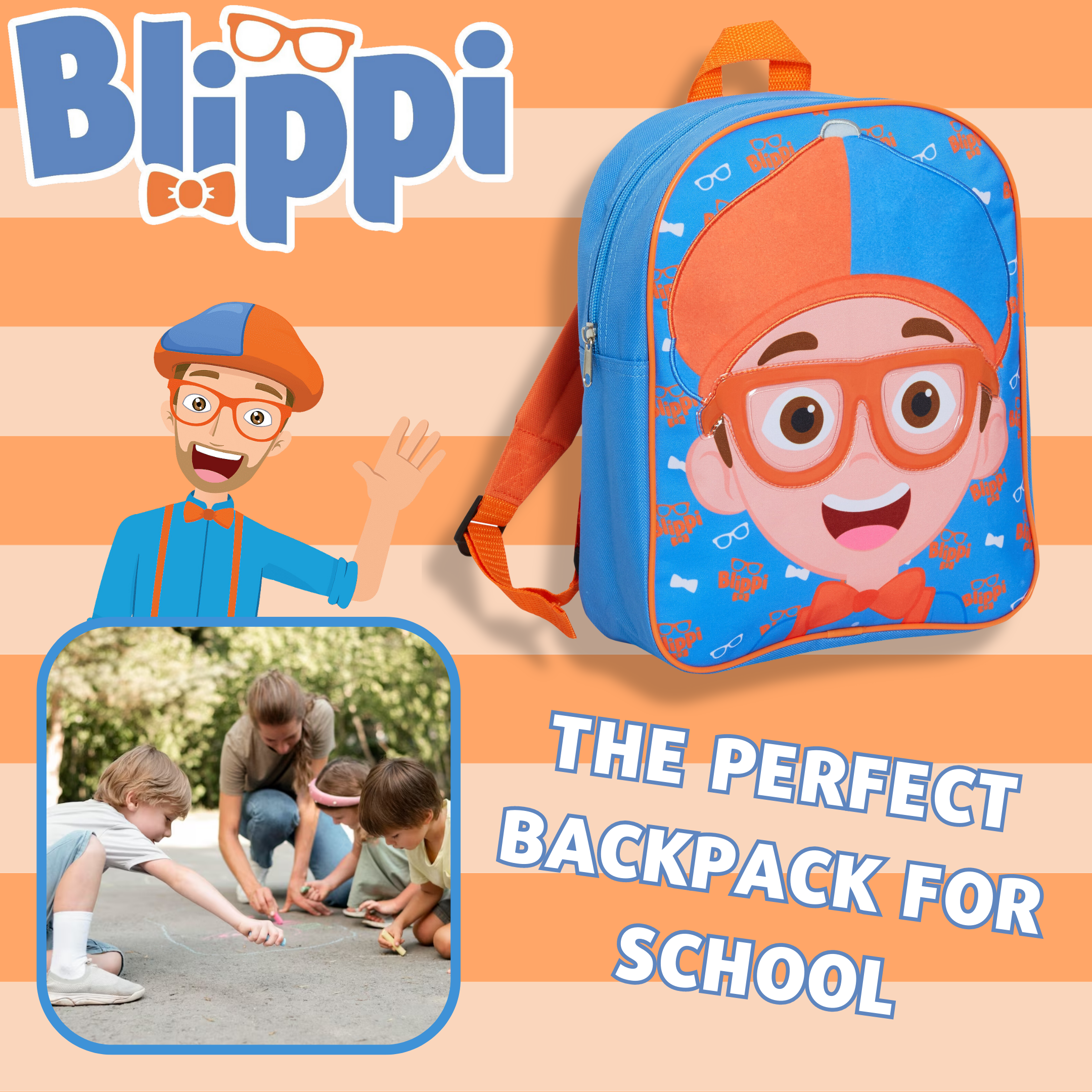 Blippi Backpack For Kids Boys Girls 3D Blippi Backpack For Nursery Lunch Bag
