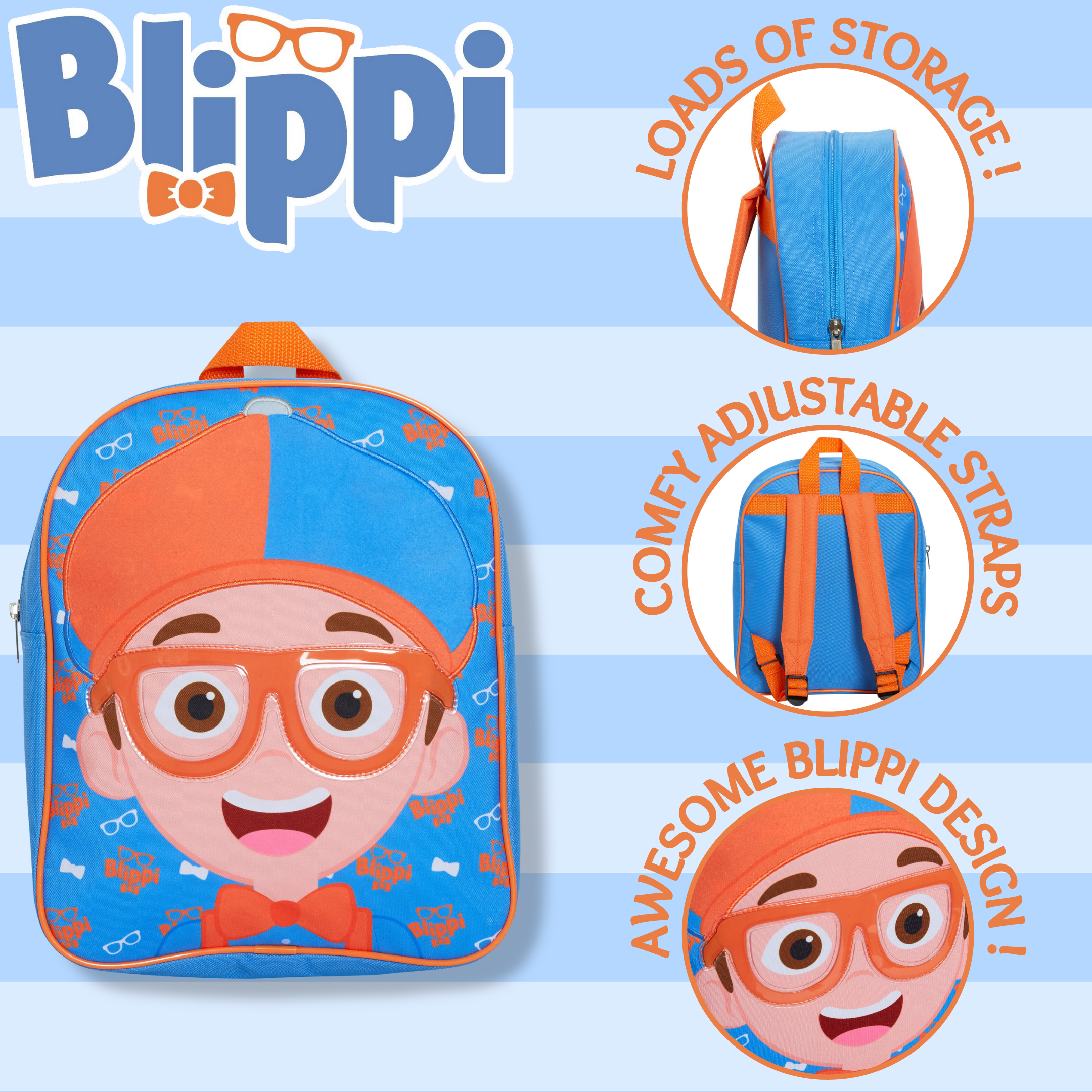 Blippi Backpack For Kids Boys Girls 3D Blippi Backpack For Nursery Lunch Bag