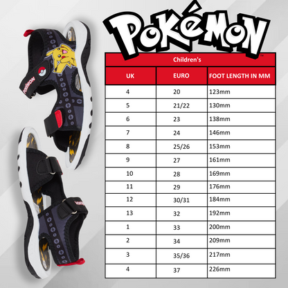 Pokemon Sports Sandals For Boys Kids Pikachu Open Toe Easy Fasten Summer Shoes
