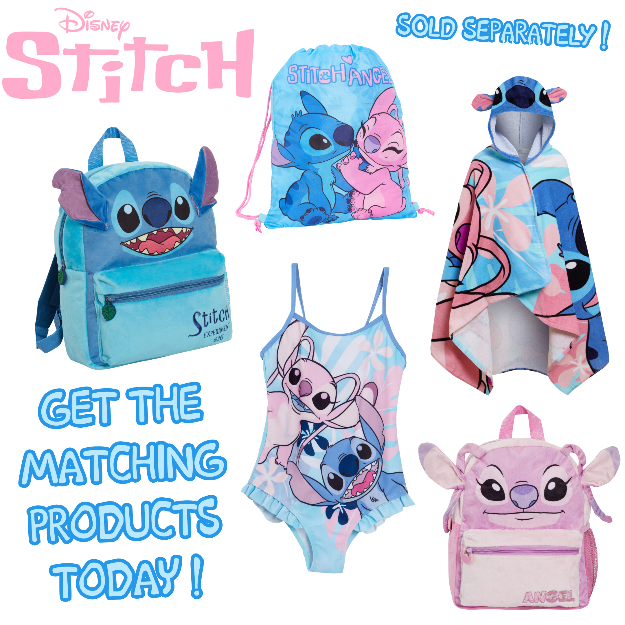 Disney Stitch Drawstring Gym Bag Girls Boys School Trainer Swim Bag Backpack