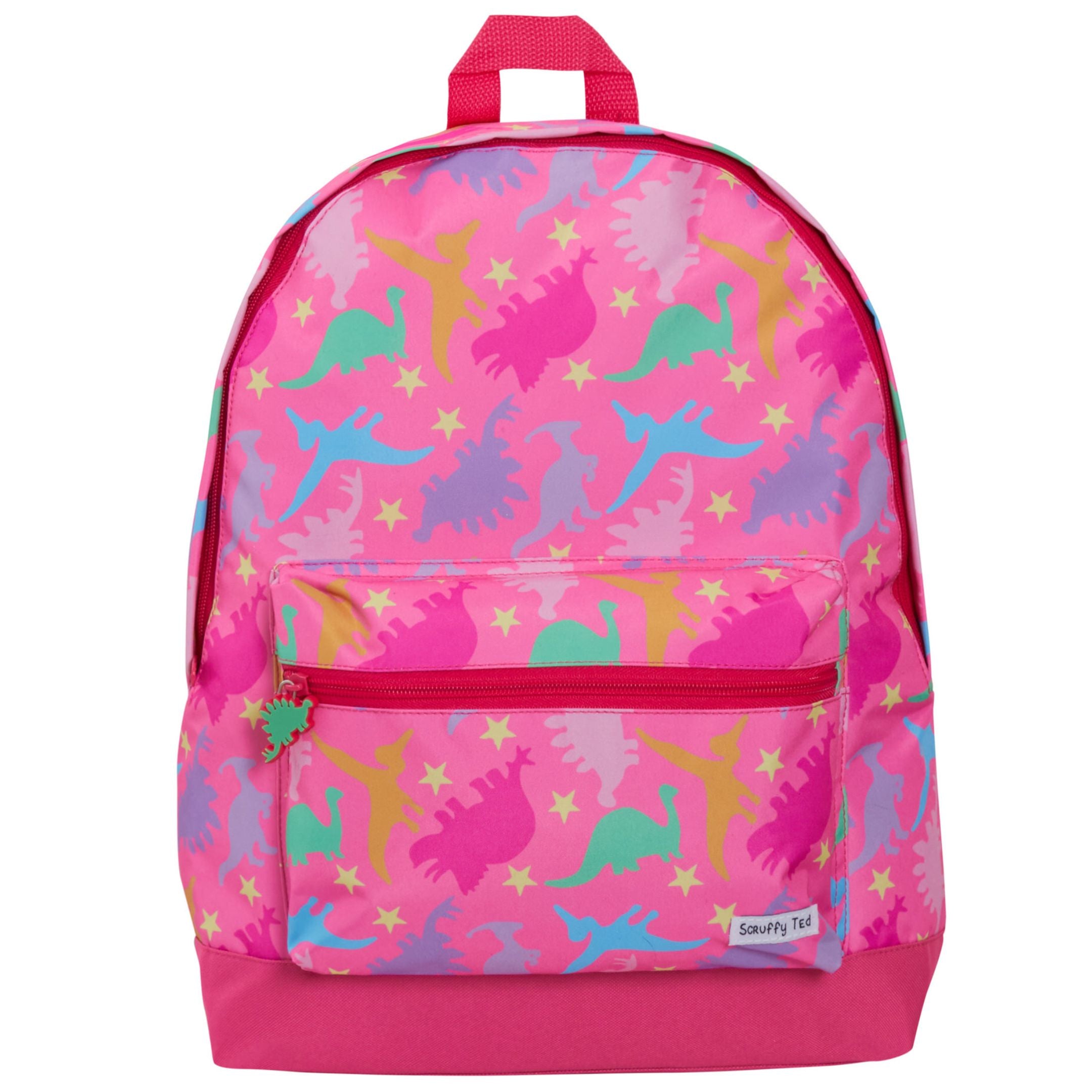 ScruffyTed Dinosaur Girls Backpack Kids Pink Dino Large School Bag Travel Bag