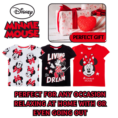 Girls 3 Pack Disney Minnie Mouse T-Shirts For Kids Disney Minnie Dress Up Tops