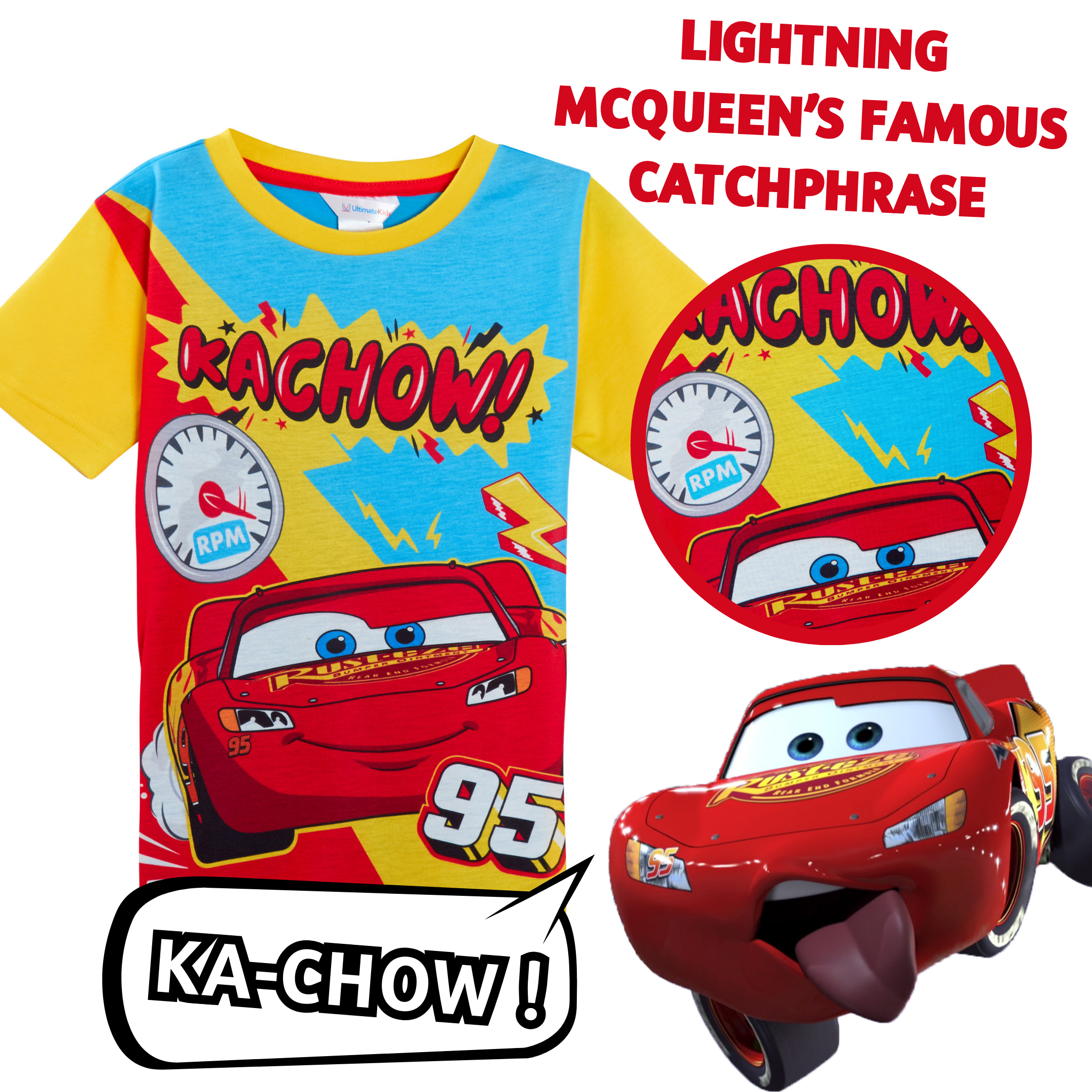 Boys 3 Pack Disney Cars T-Shirts Lightning McQueen Dress Up Top Short Summer Tee