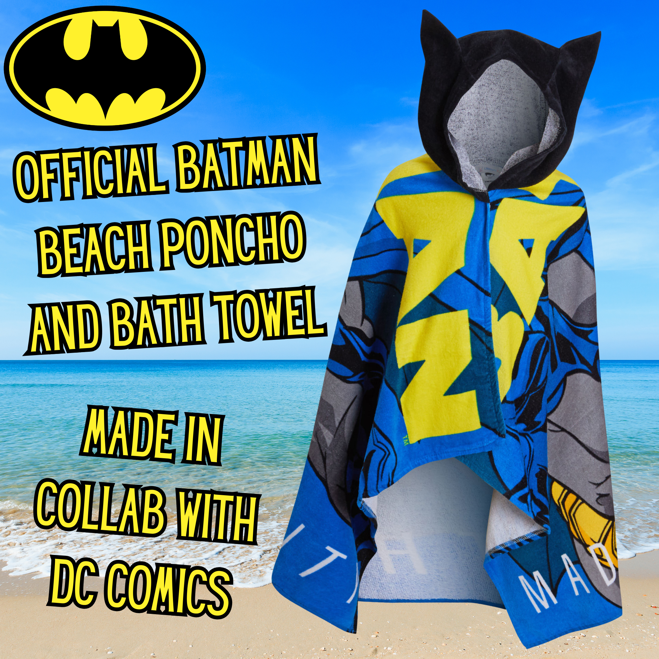 Batman Hooded Towel 100% Cotton Kids Poncho Beach Towel Bath Towel Swimming Wrap