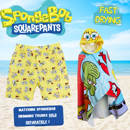 SpongeBob SquarePants Hooded Towel Kids Poncho Beach Bath Towel Swimming Wrap