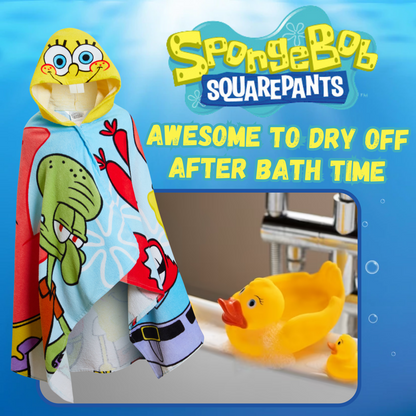 SpongeBob SquarePants Hooded Towel Kids Poncho Beach Bath Towel Swimming Wrap