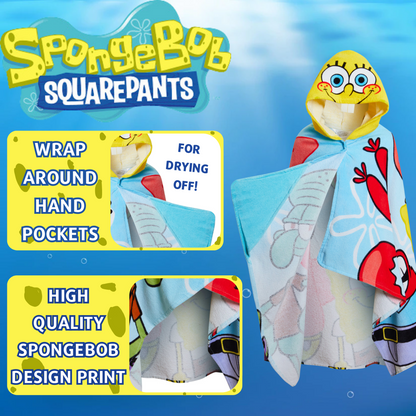 SpongeBob SquarePants Hooded Towel Kids Poncho Beach Bath Towel Swimming Wrap