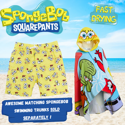 SpongeBob SquarePants Hooded Towel Kids Poncho Beach Bath Towel Swimming Wrap