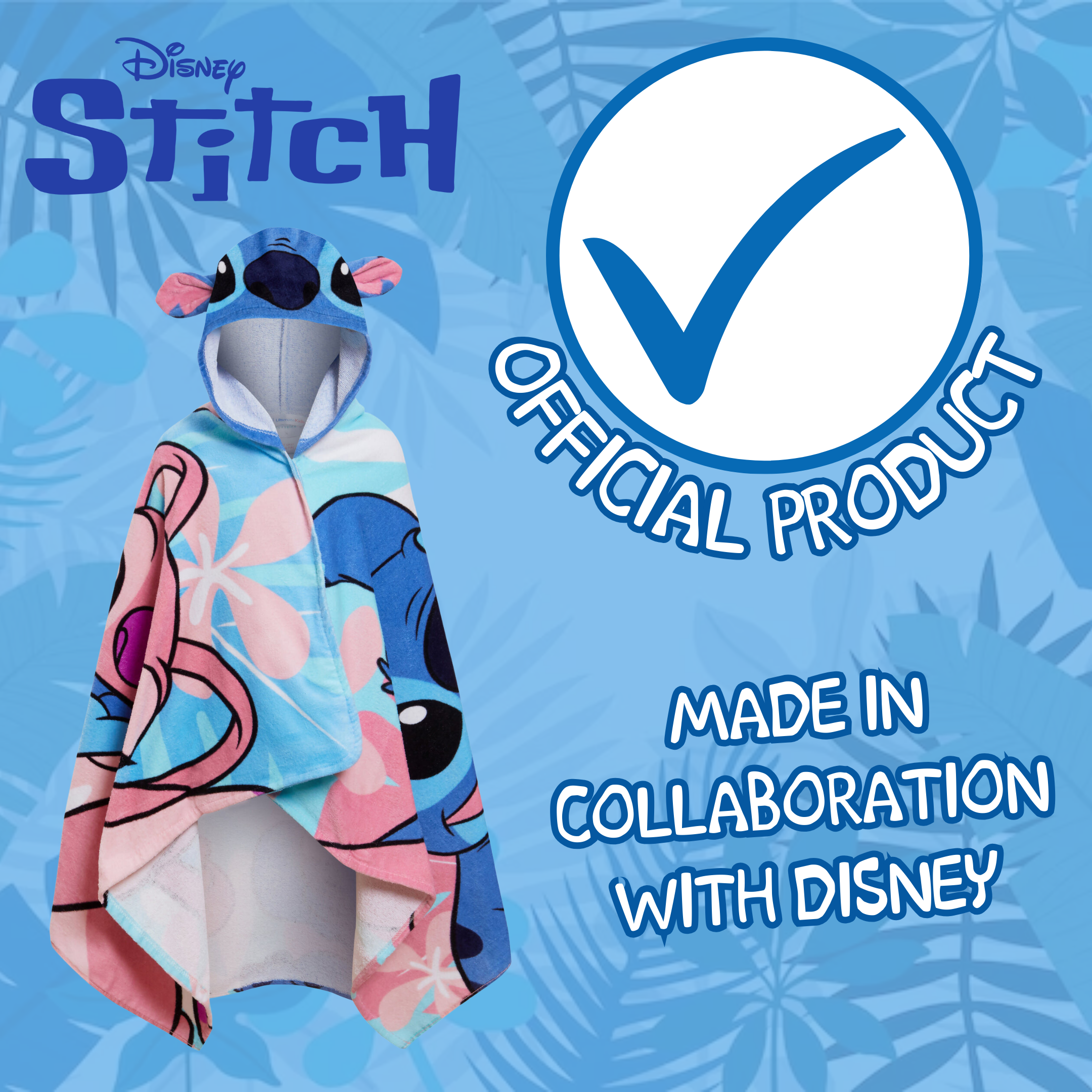 Disney Stitch Hooded Towel Girls Poncho Angel Bath Beach Towel Swimming Wrap