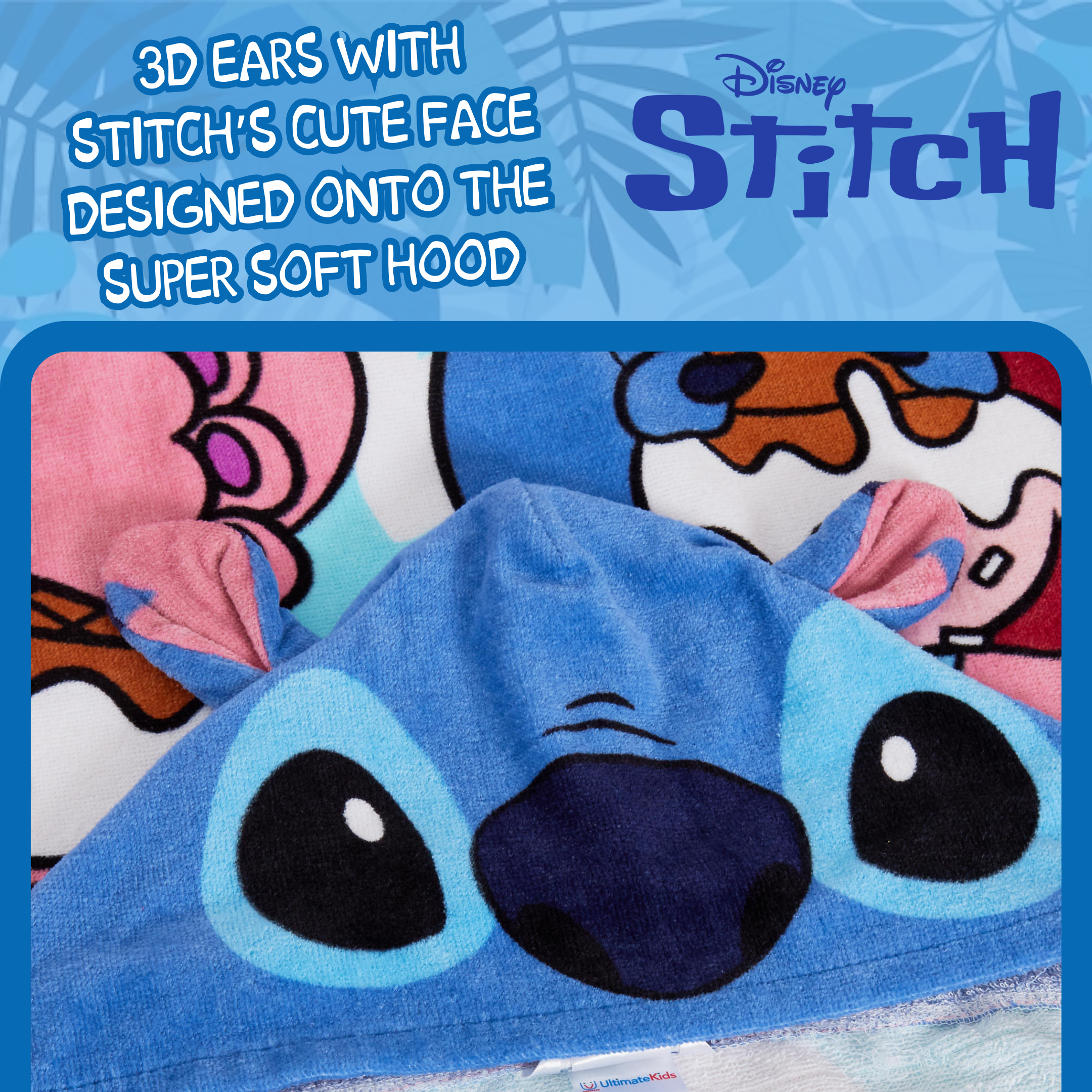 Disney Stitch Hooded Towel Girls Poncho Angel Bath Beach Towel Swimming Wrap