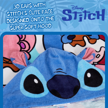 Disney Stitch Hooded Towel Girls Poncho Angel Bath Beach Towel Swimming Wrap